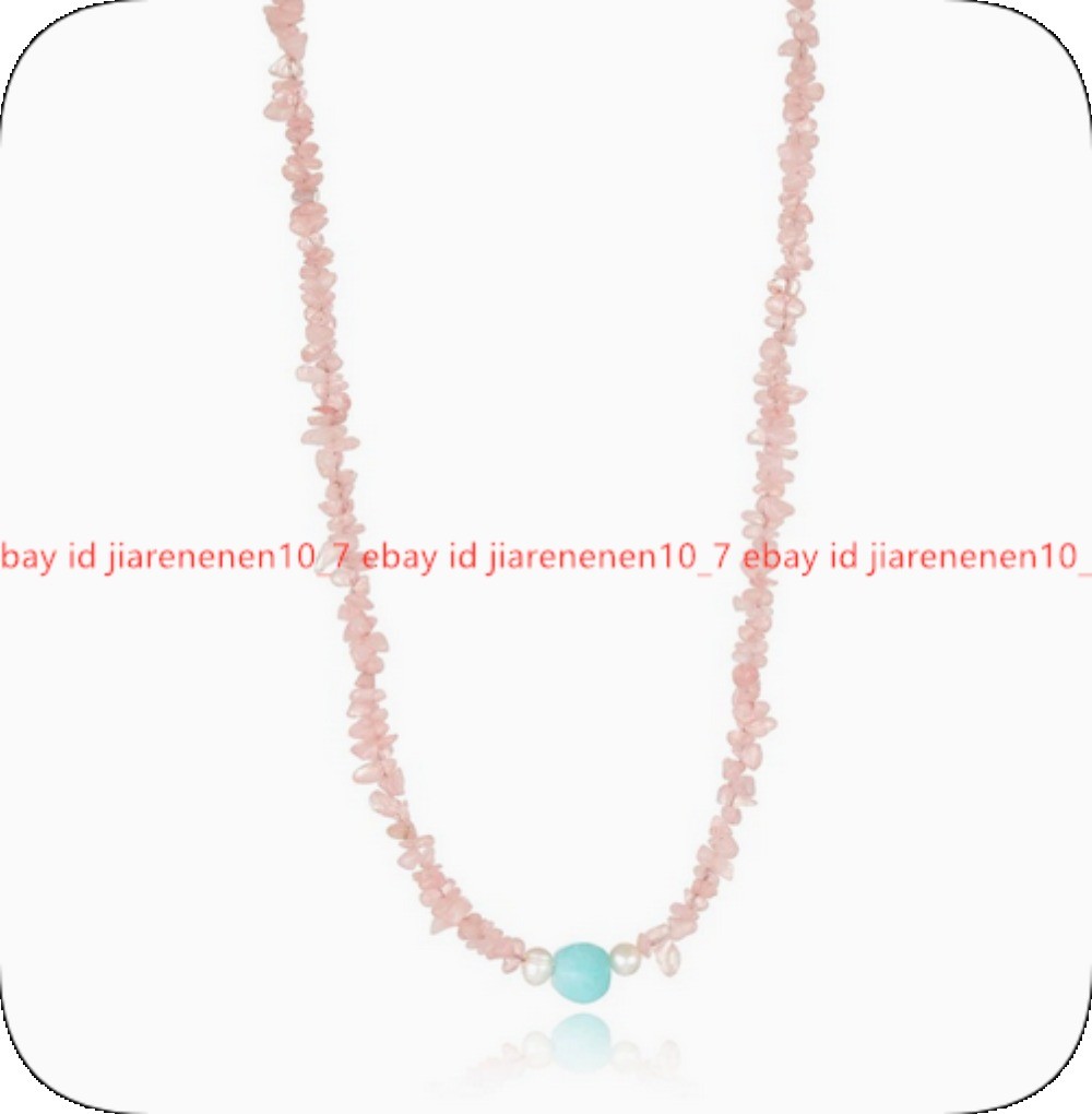 New Natural 5x8mm Pink Quartz Irregular Gravel Gemstone Necklace 16-36 Inches