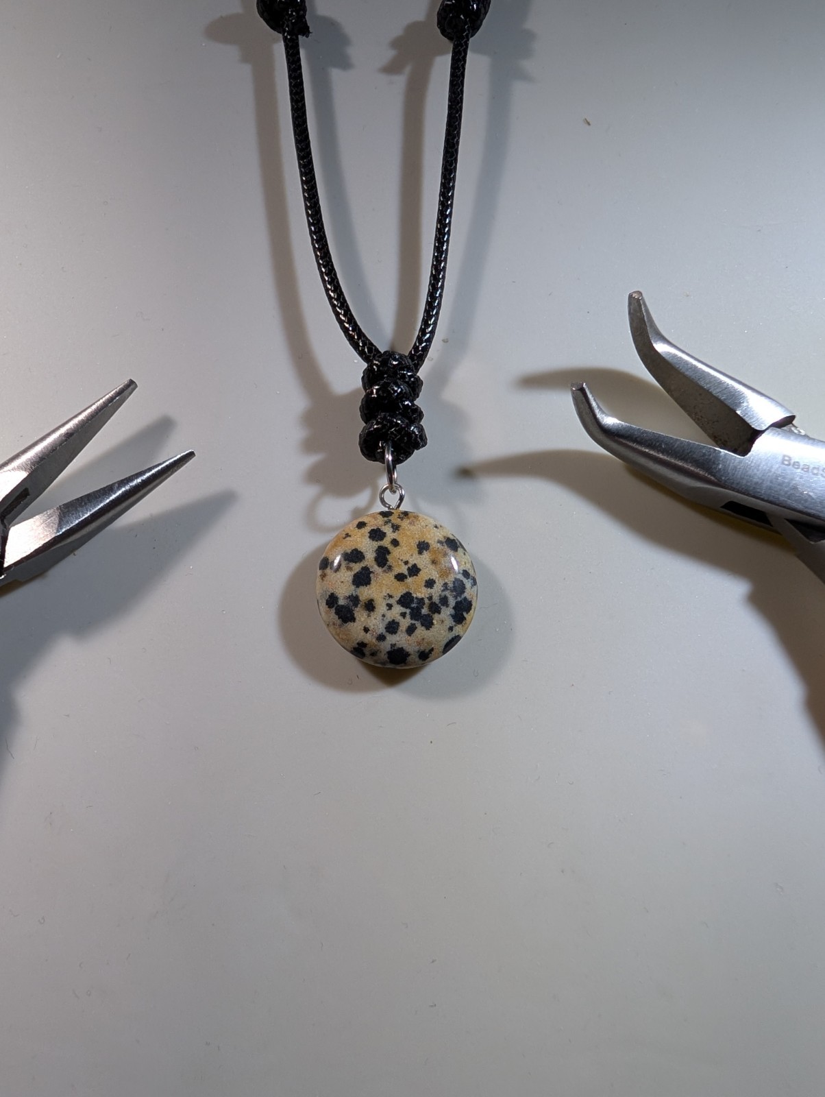 Natural Dalmatian Jasper Pendant Adjustable Necklace