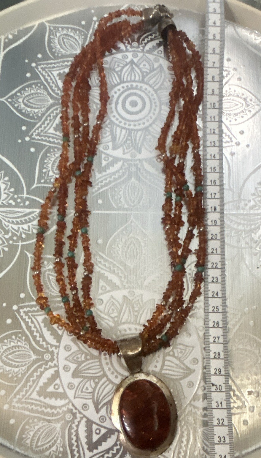 Jay King DTR Amber and Turquoise Beaded Strand 925