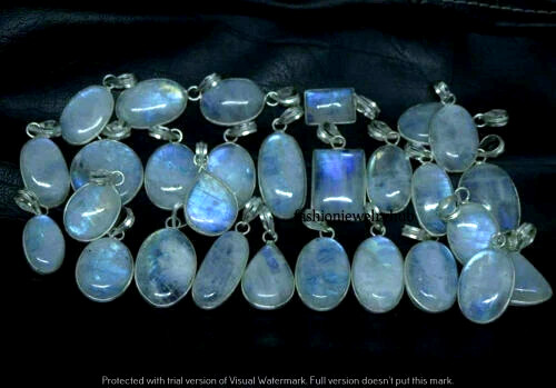 BULK !! Blue Moonstone Gemstone Pendant Wholesale Lot 925 Silver Plated Jewelry