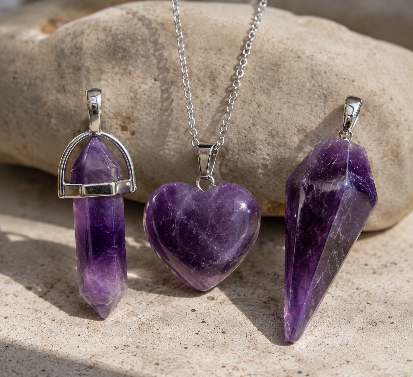 3pcs Natural Crystal Agate pendant Set with 1 free chain