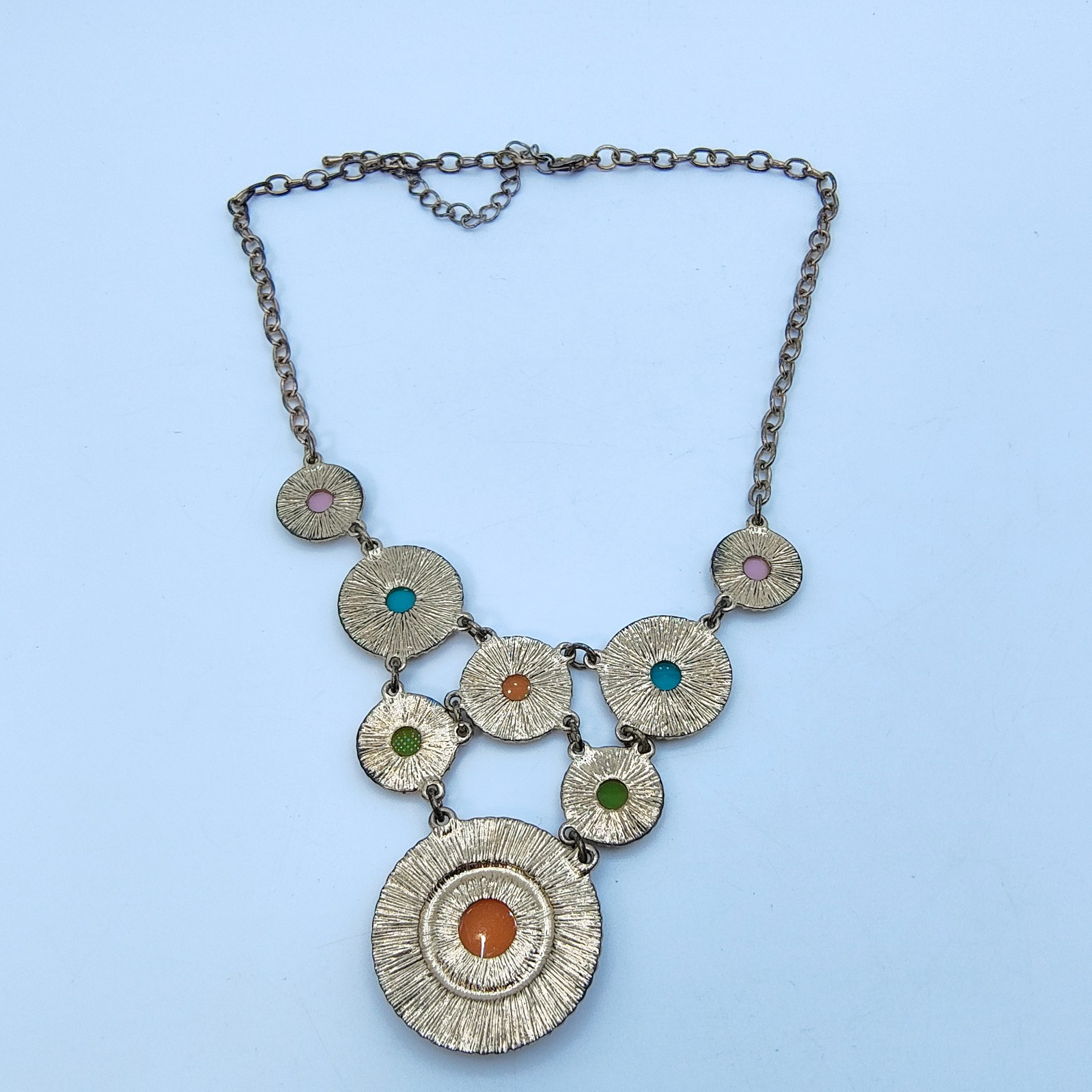 Boho Chic Beaded Medallion Bib Necklace Colorful Maximalist Ethnic Style
