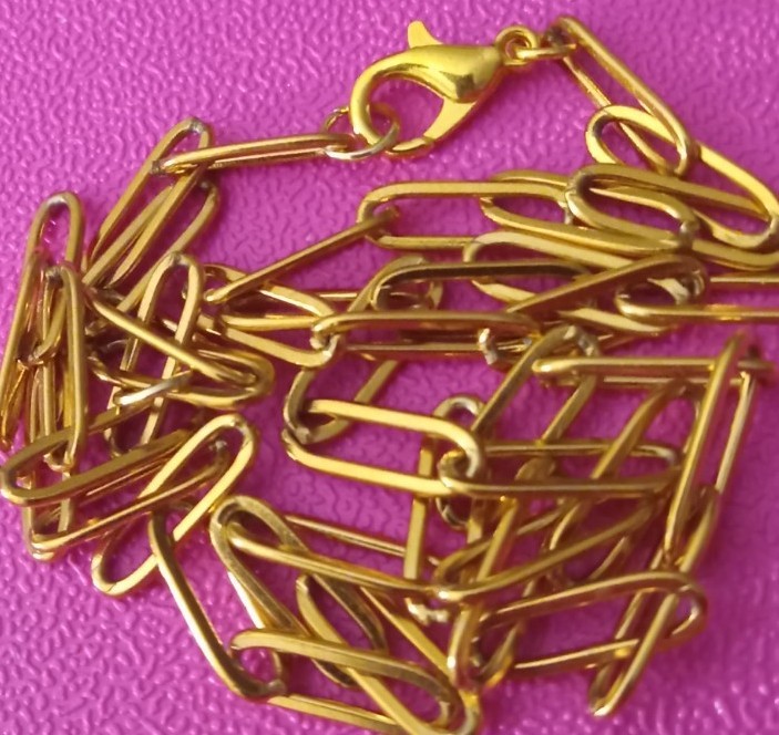 14k Gold Plated 19″ 20″ 22″ 24″ Paper Clip Chain Link Necklace Paperclip Charm
