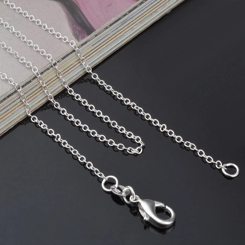 Wholesale 10pcs 925 Sterling Solid Silver 1mm 16inch -24inch Rolo Chain Necklace