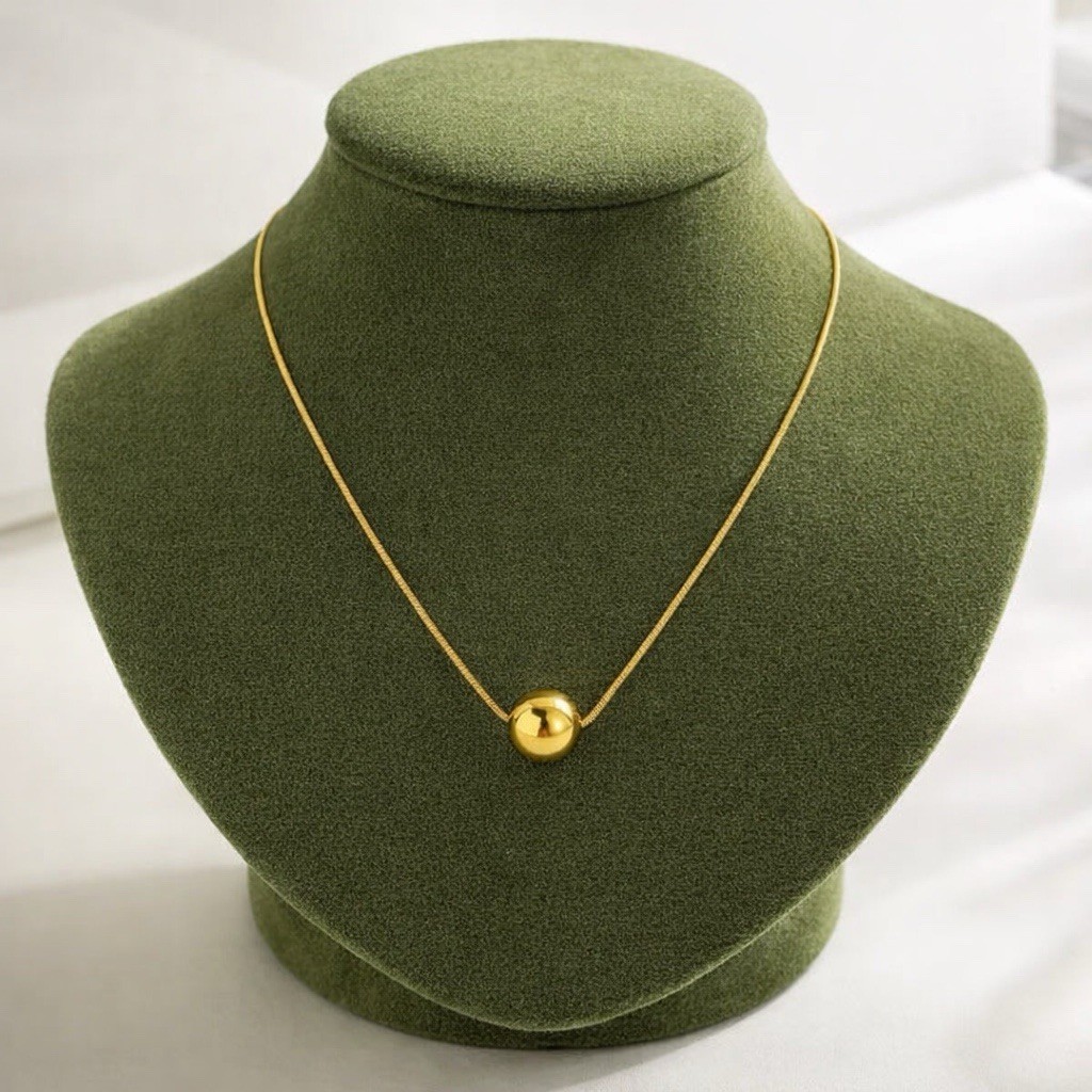 Anthropologie Ball Chain Necklace Pendant Gold Boho Steampunk Y2K Geometric