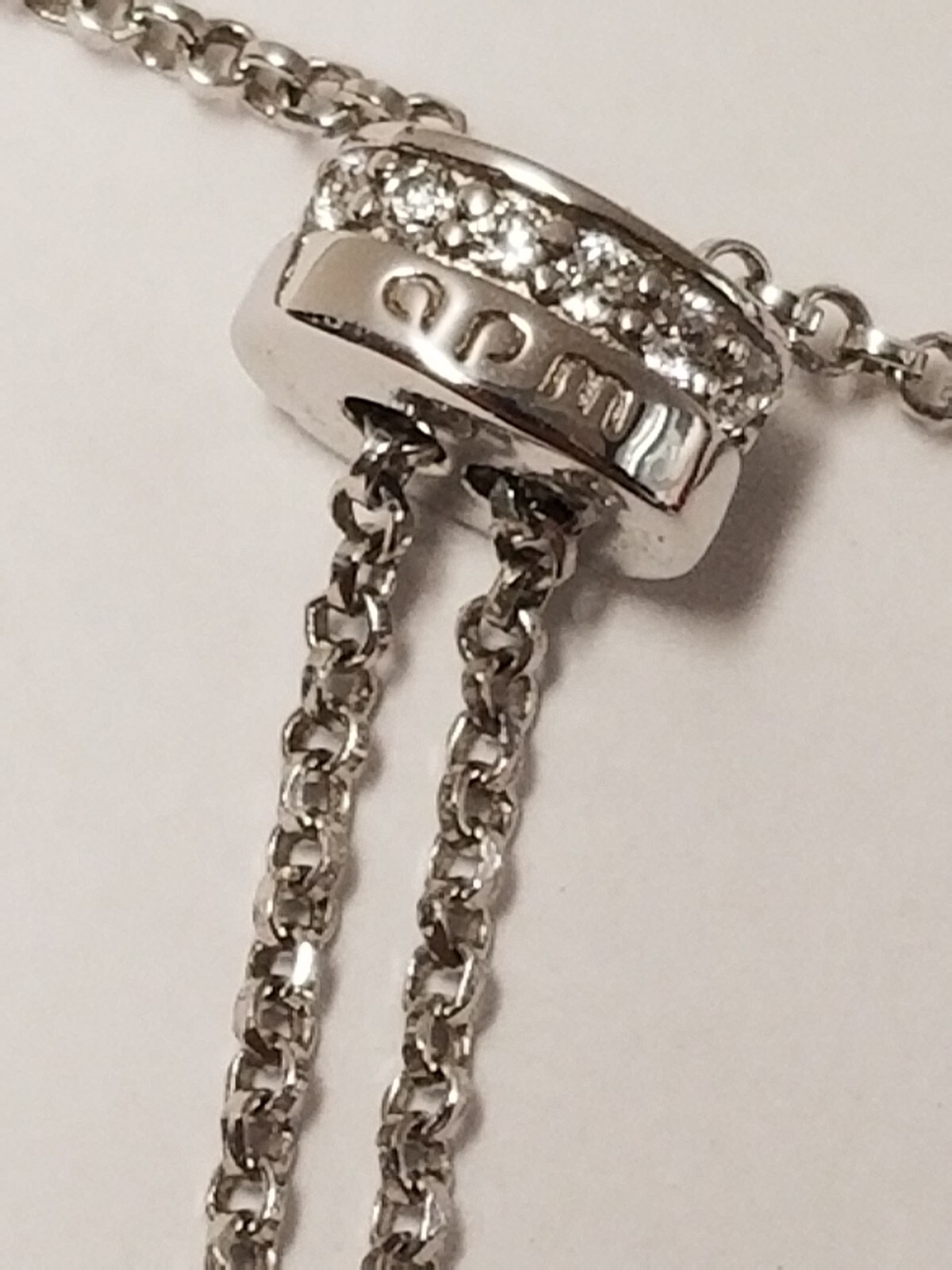apm Monaco Adjustable Chain Necklace with Pearl CZ Pave Necklace Sterling Silver
