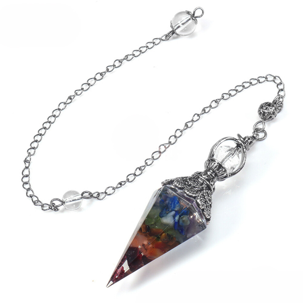 Resin Amulet Healing Chakra Crystal Quartz Reiki Pendulum Pendant Orgonite Orgon