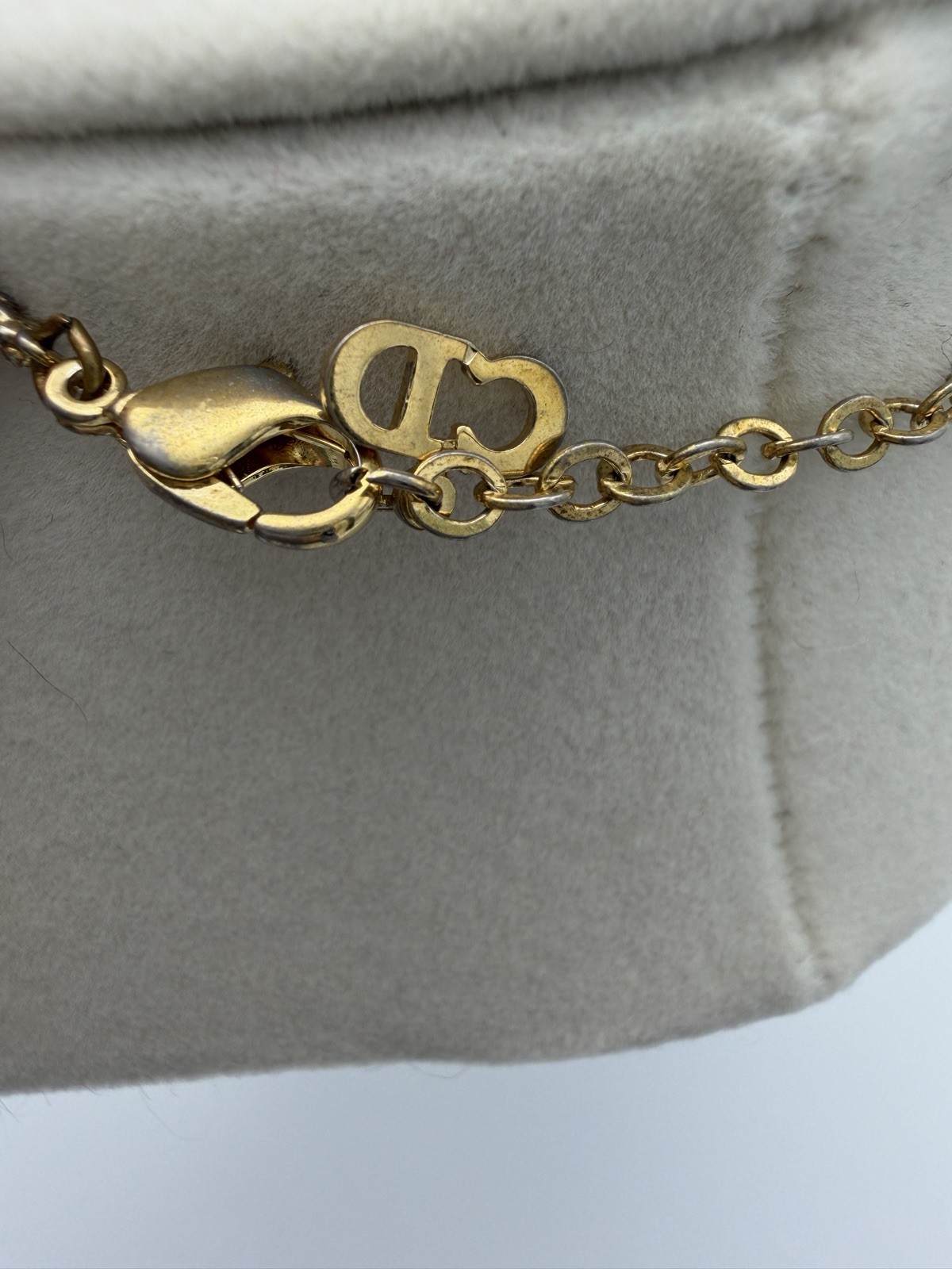 Authentic Vintage Christian Dior Necklace Emblem Round Circle Gold Plated 17.5”