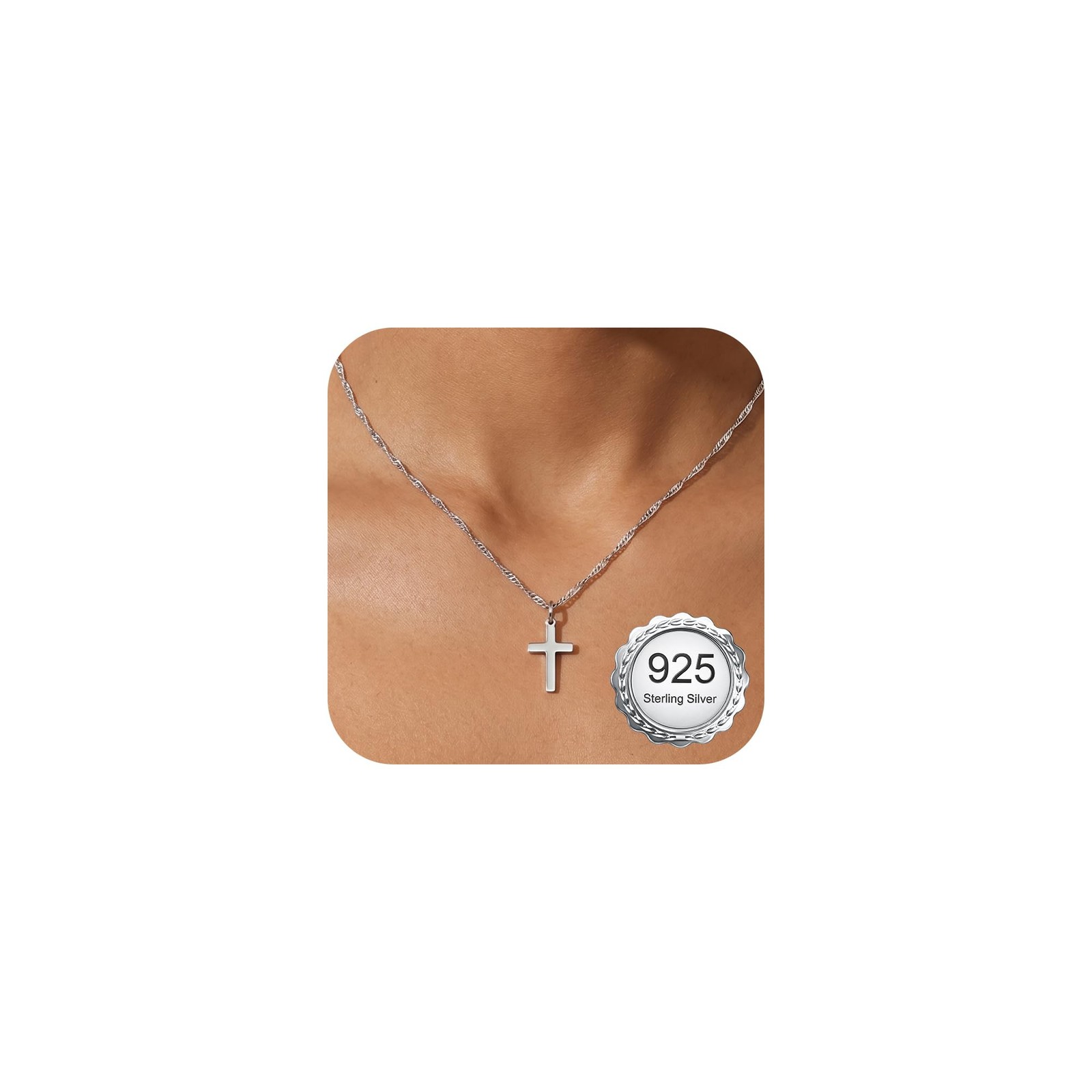 Goldegg 925 Sterling Silver Cross Necklace for Women, Dainty 18K Gold Plated …