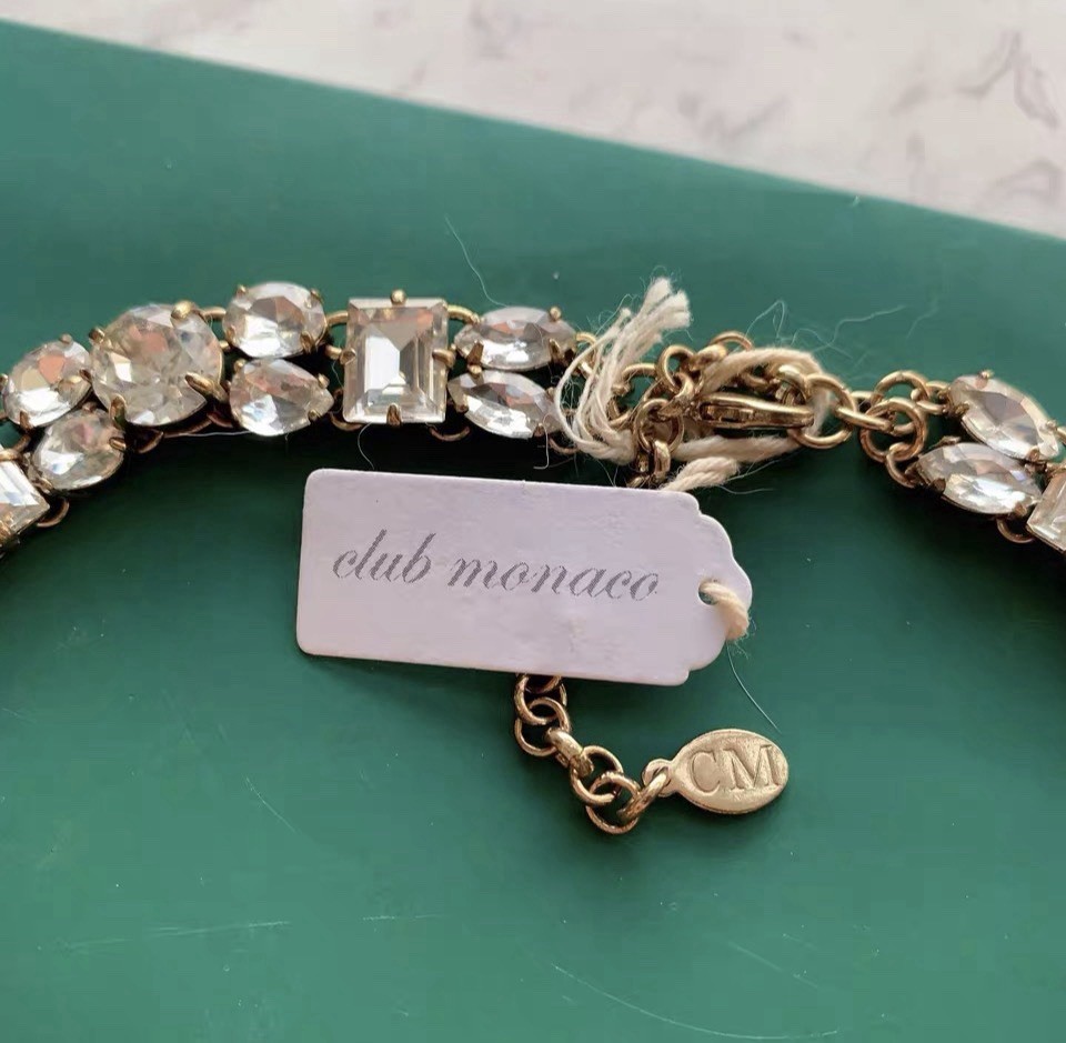 NEW NWT Club Monaco mixed crystal rhinestone Statement collar Choker necklace