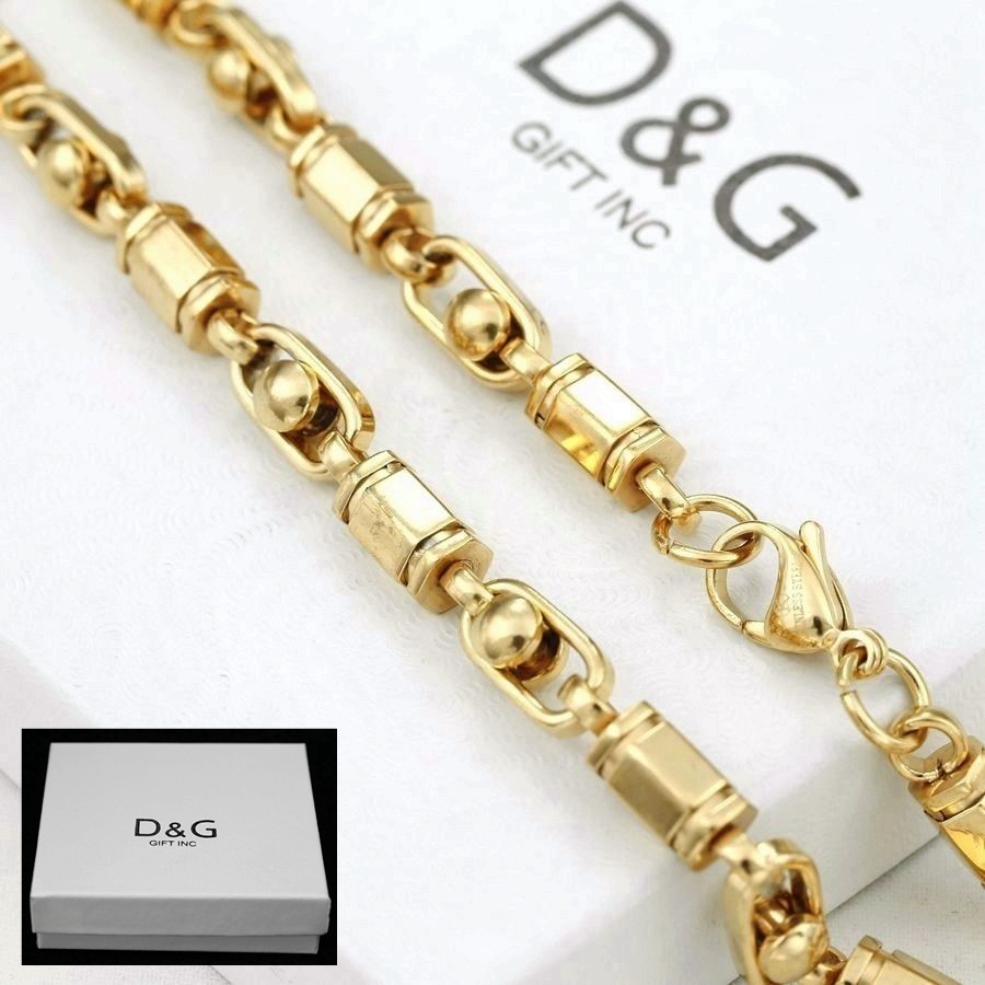 DG Men’s 24″ Stainless Steel 6mm,Hexagon Link Chain Classic Gold plated*BOX