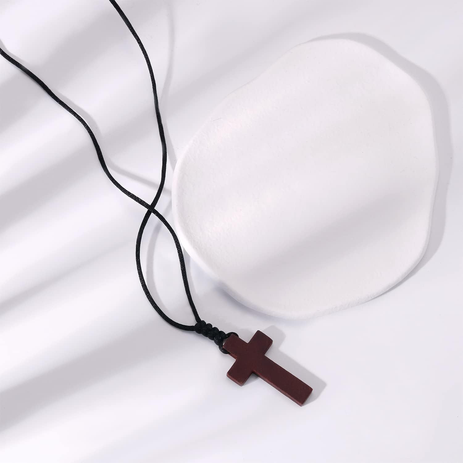 Natural Wood Cross Pendant Necklace for Men Women， Cross for Car Mirror Pendant,