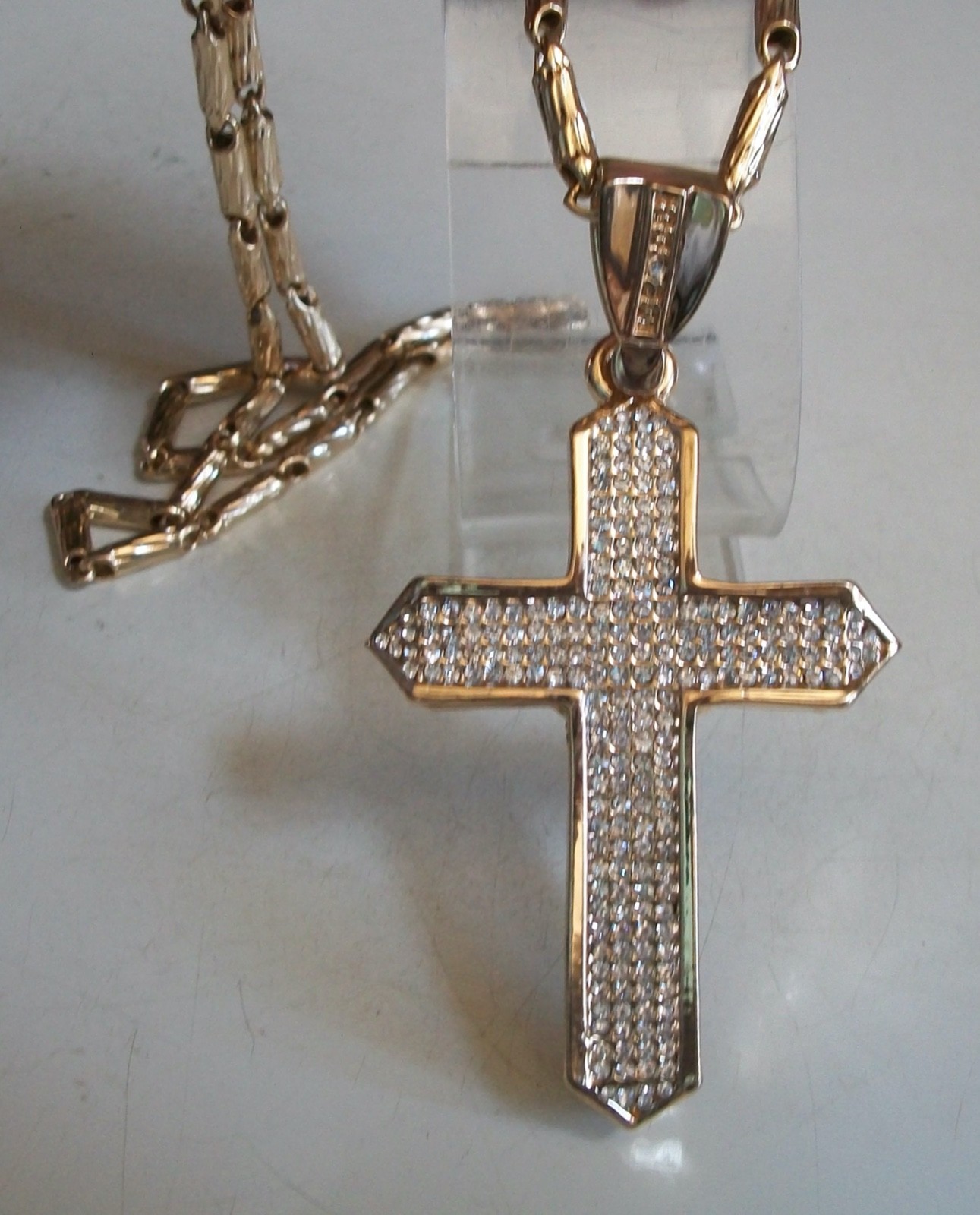 MEN’S GOLD FINISH CROSS FASHION DRESSY HIP HOP CHAIN & CHARM JEWELRY