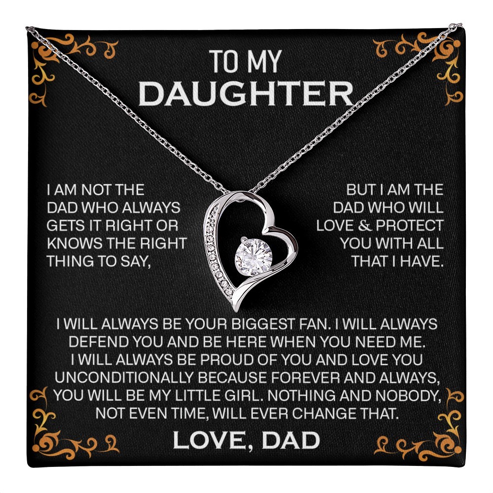 Cubic Zirconia Necklace Gift for Daughter from Dad with Heart Pendant Jewelry
