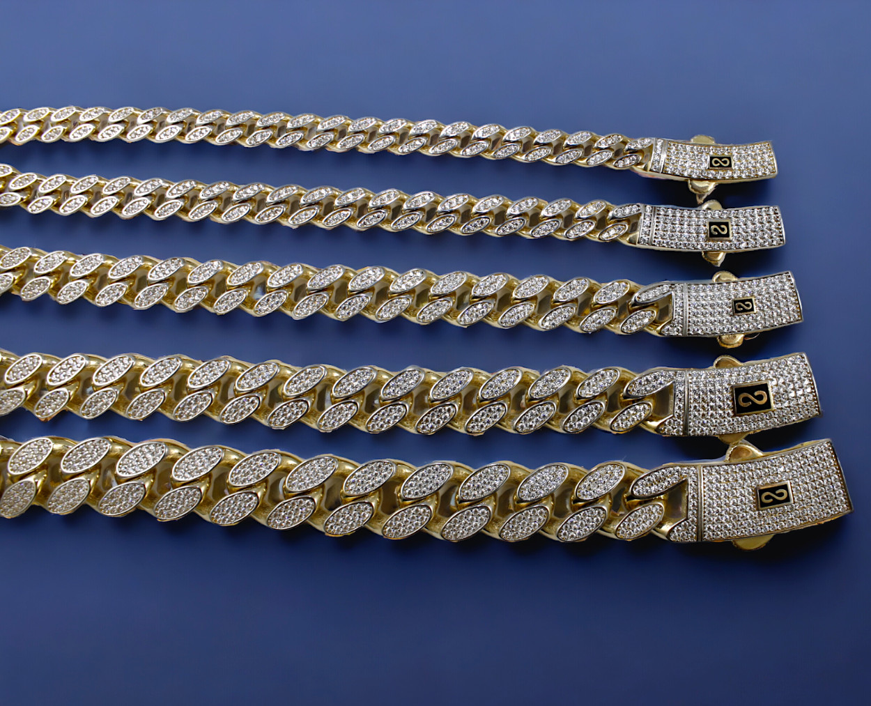 14K Yellow Gold 6mm-13mm Monaco Miami Cuban Link Chain Bracelet Full CZ Pave