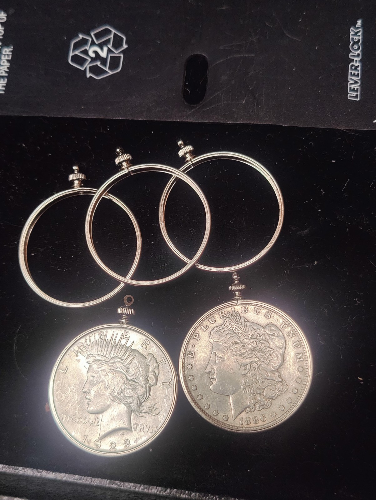 5pcs NicklePlated Morgan Dollar Coin Holder Pendant Style Necklace