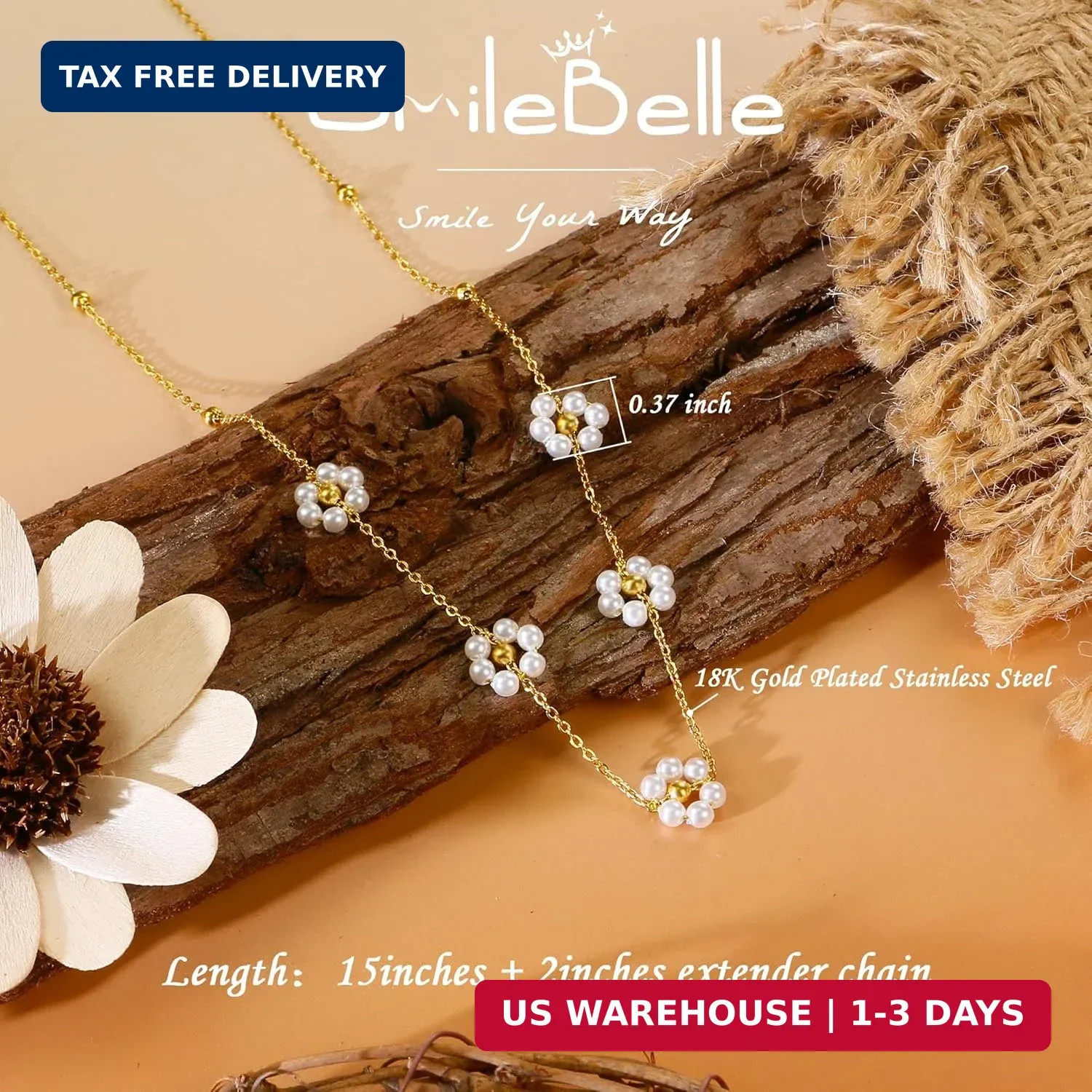 SmileBelle Pearl Necklaces for Women, Daisy Pearls Choker for Women’s | Pearl St