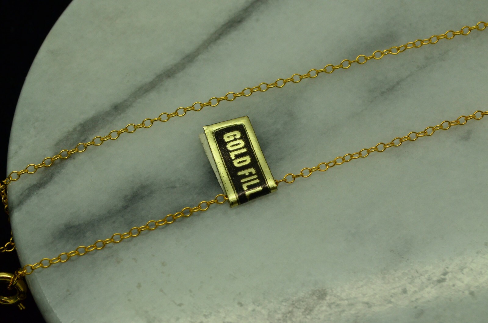 16.25″ YELLOW GOLD FILLED DAINTY CABLE CHAIN SPRING RING CLASP NECKLACE W/ TAG