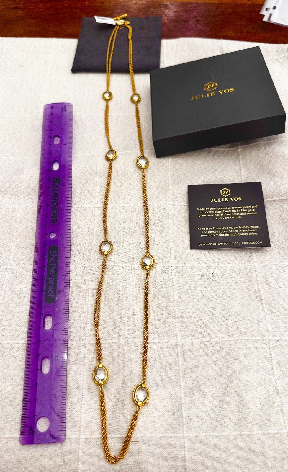 Julie Vos Delicate Charm Necklace, Clear Stones, 24K Gold Plated, Adjustable