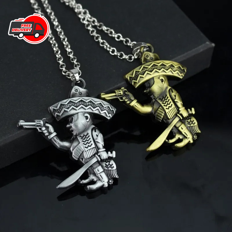 Outlaw Motor Biker Pendant Mexican Metal Necklace BANDIDOS Motorcycle Club M