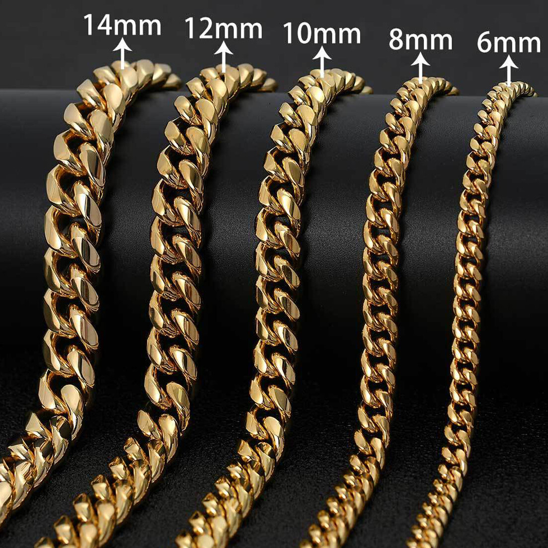 Fashion Mens Miami Cuban Link Bracelet or Chain Necklace Stainless Steel