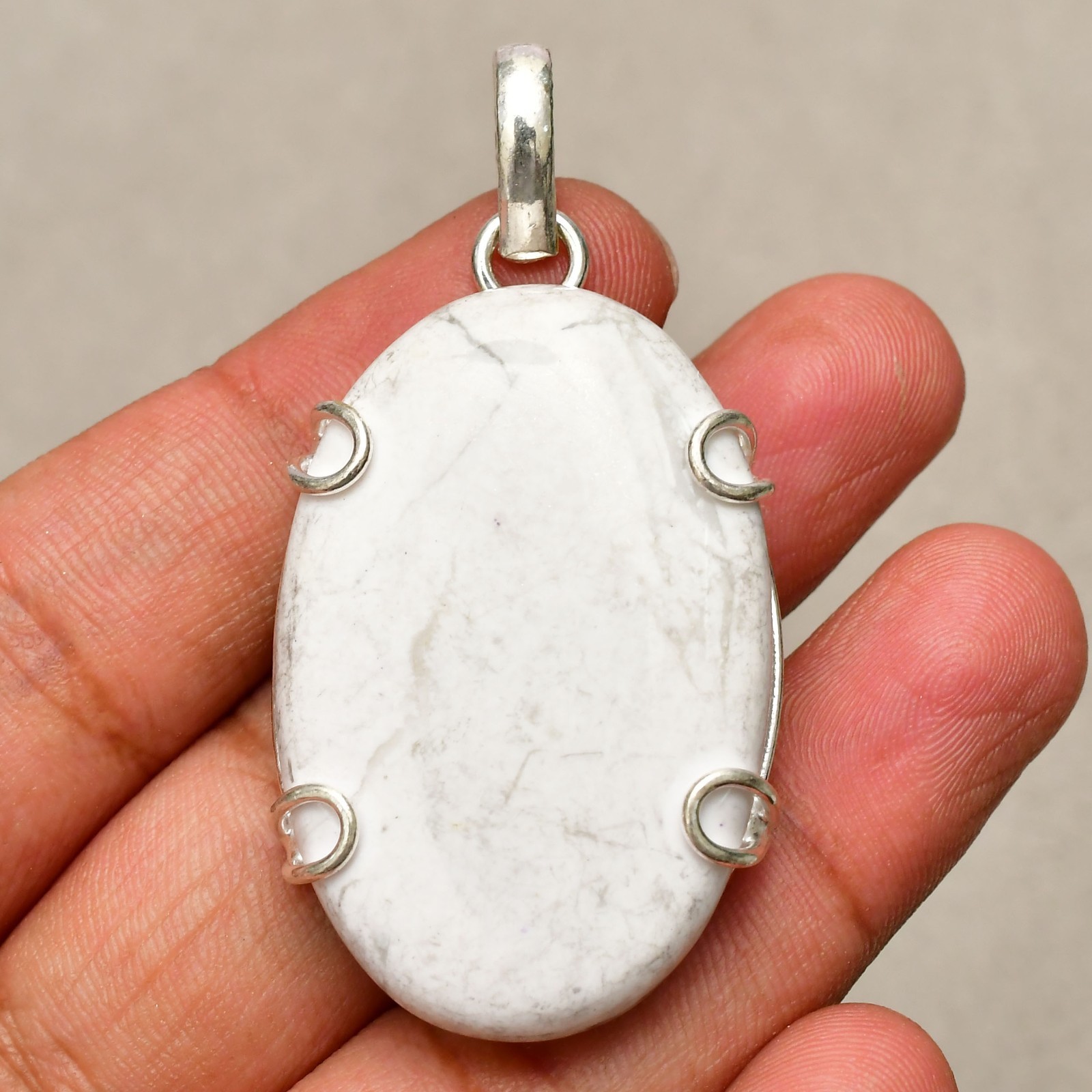 Howlite Gemstone Handmade 925 Sterling Silver Jewelry Pendant 2.08″