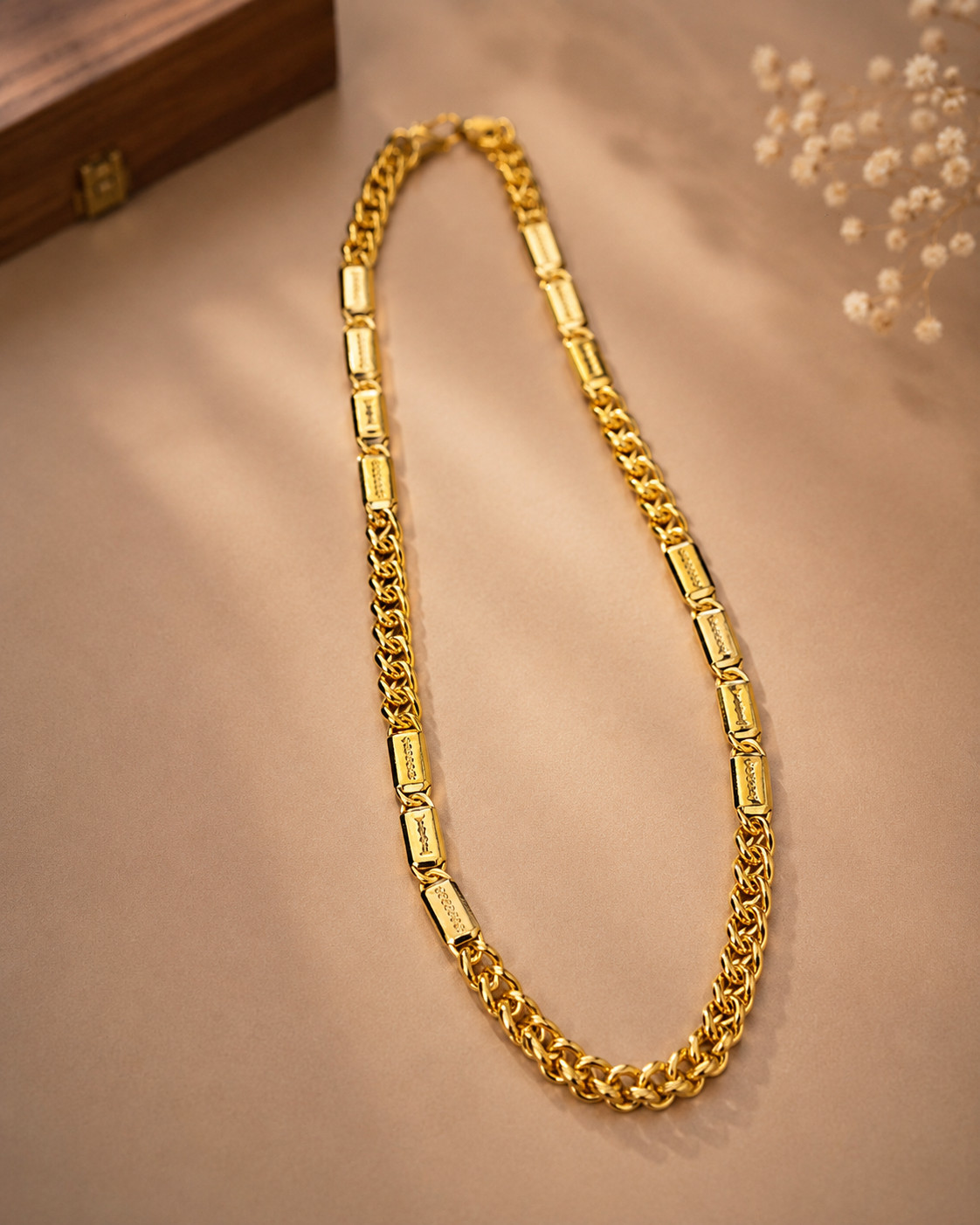 22kt Yellow Gold Plated Cuban Curb Chain Necklace 22 inches for men