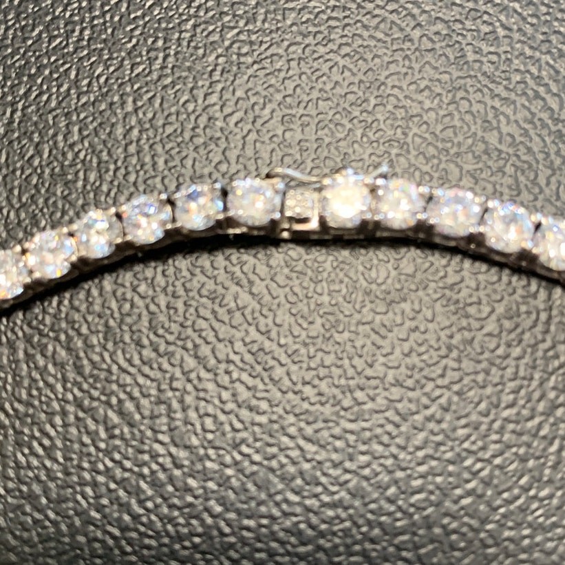 Sterling Silver Tennis Necklace Clear Cubic Zirconia 4mm Stones