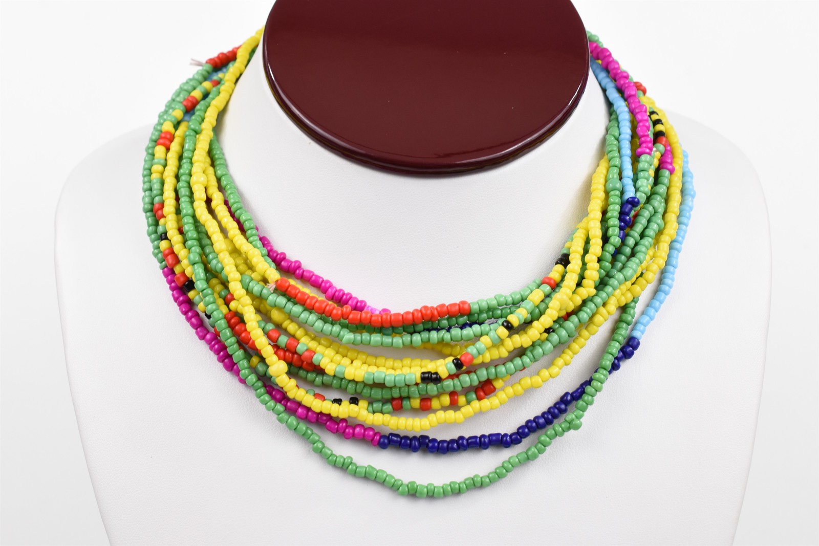 Lot of 7 Handmade Micro Bead Cord Necklaces 30 in Stretch Wrap Bracelet