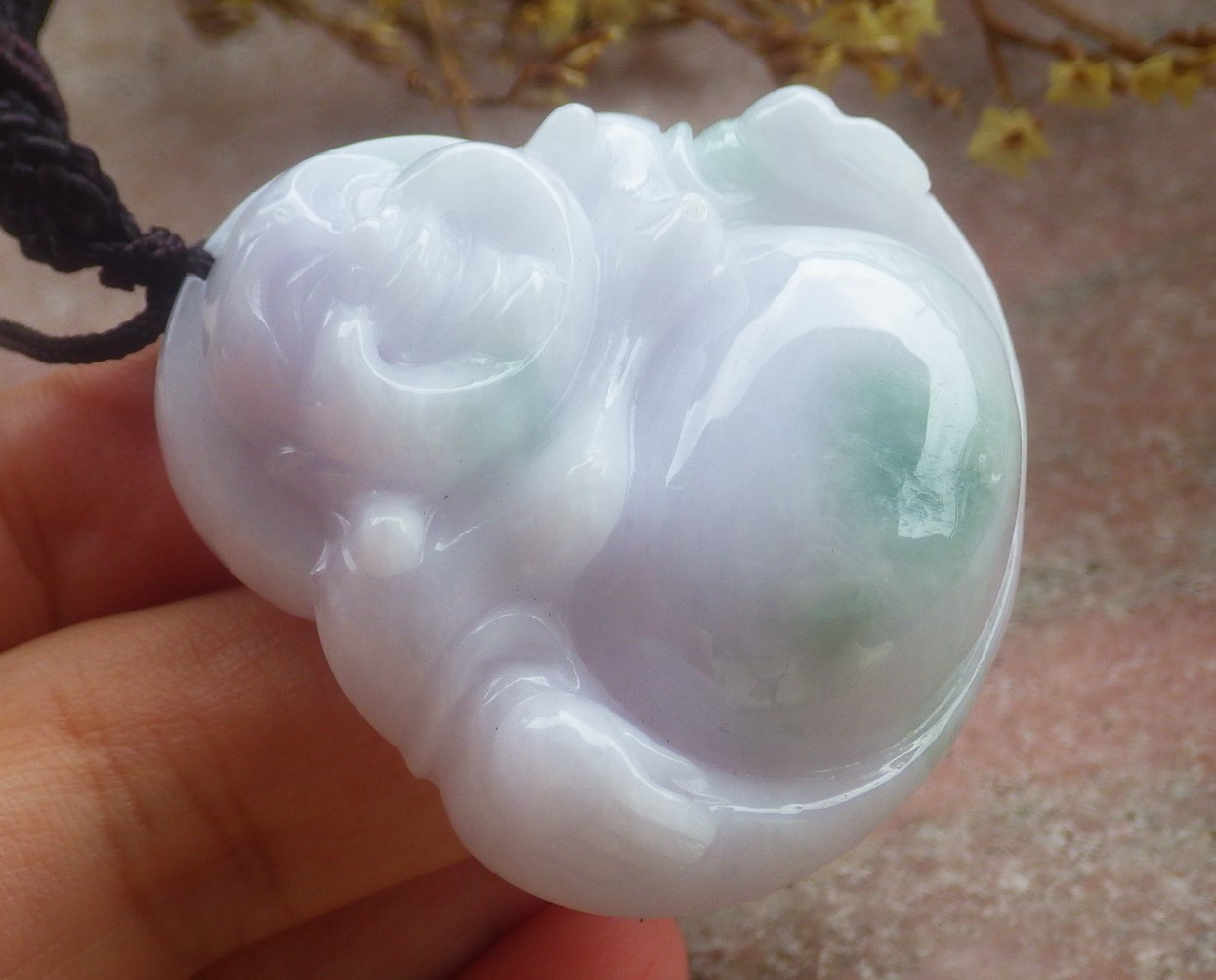Video Certified Green Natural A Jade jadeite Pendant Buddha God 开心佛 133439