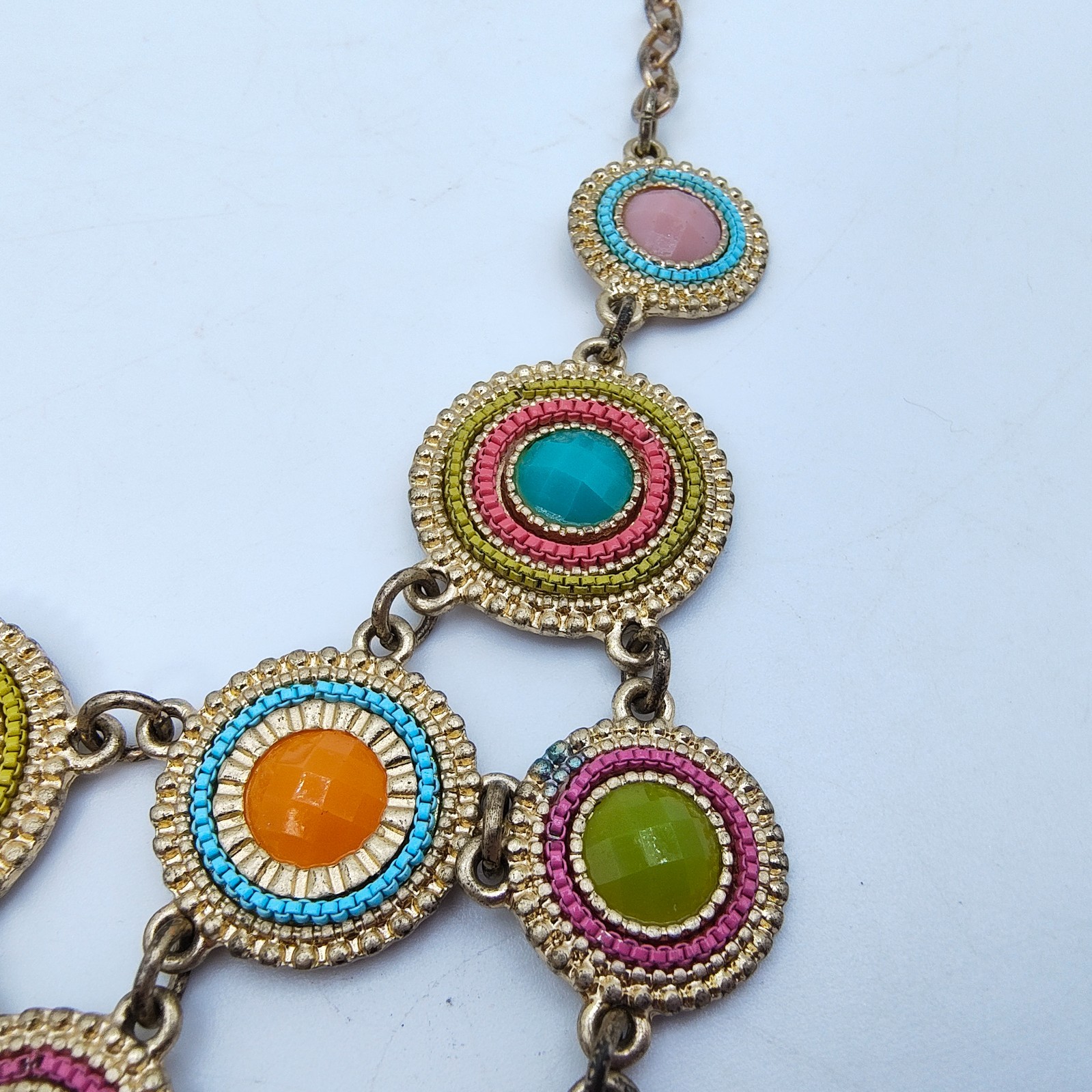 Boho Chic Beaded Medallion Bib Necklace Colorful Maximalist Ethnic Style