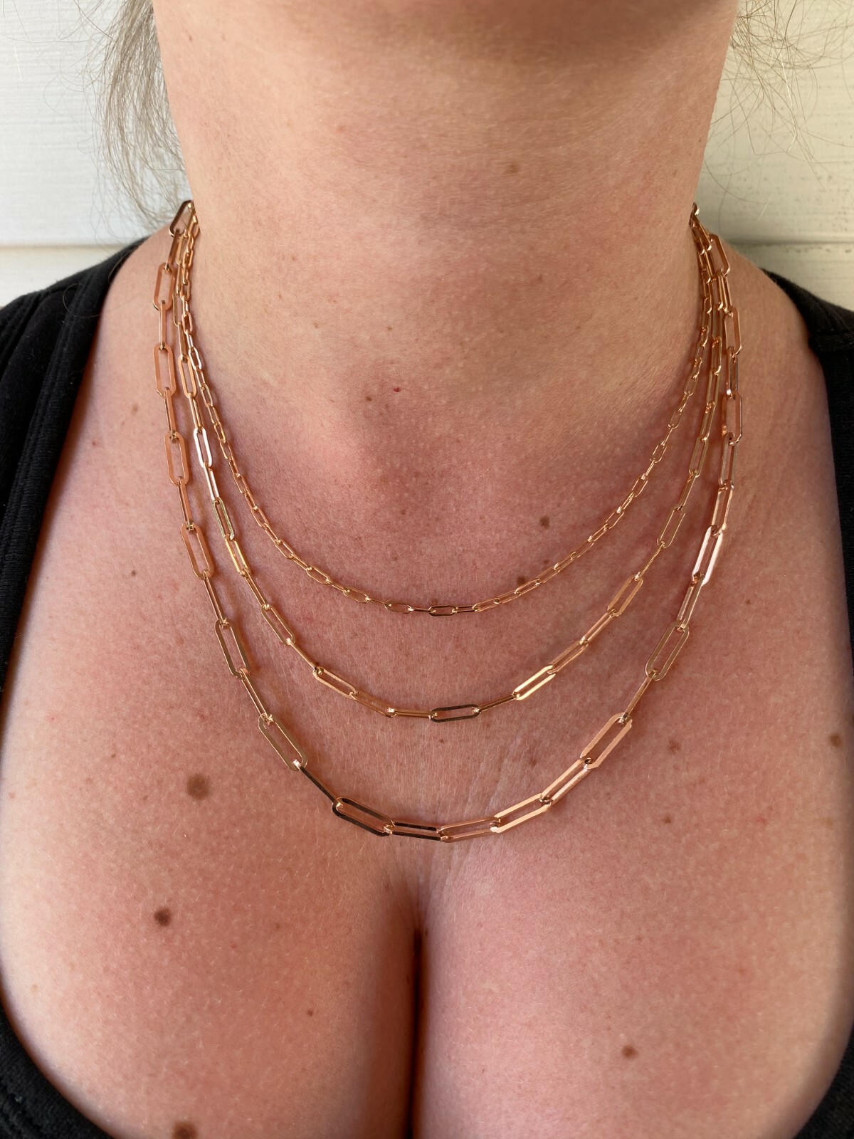 14k Rose Gold Plated Solid 925 Silver Paperclip Rolo Chain 2.5mm- 4mm Necklace