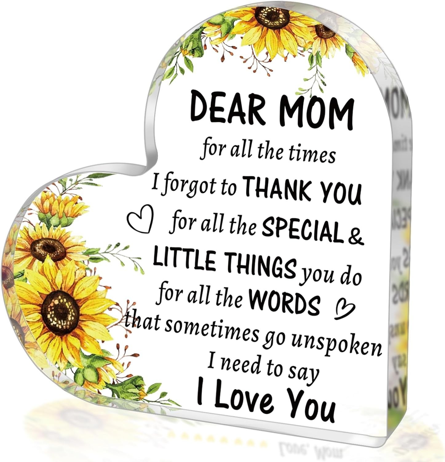 Mothers Day Gifts for Mom from Daughter Son, to My Acrylic Heart Clear