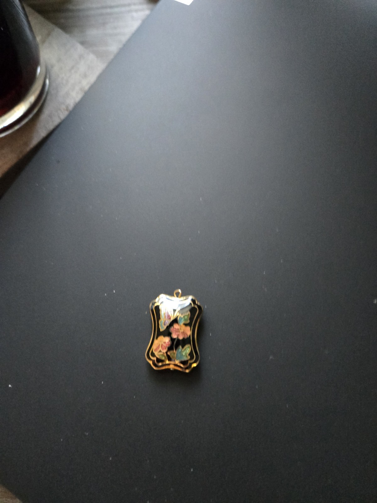 Gold Tone Floral Enamel Pendant