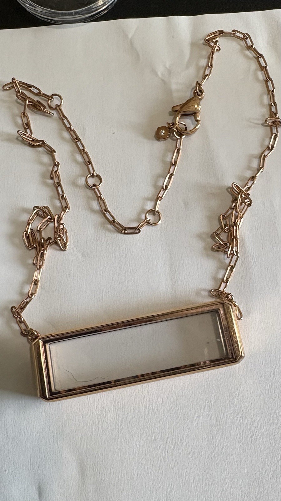 Authentic Origami Owl Rose Gold Bar Hinged Living Locket w/Chain