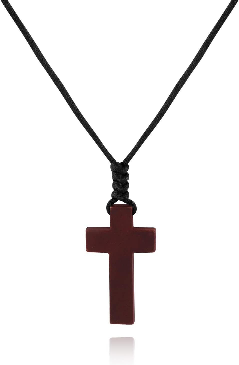 Natural Wood Cross Pendant Necklace for Men Women， Cross for Car Mirror Pendant,