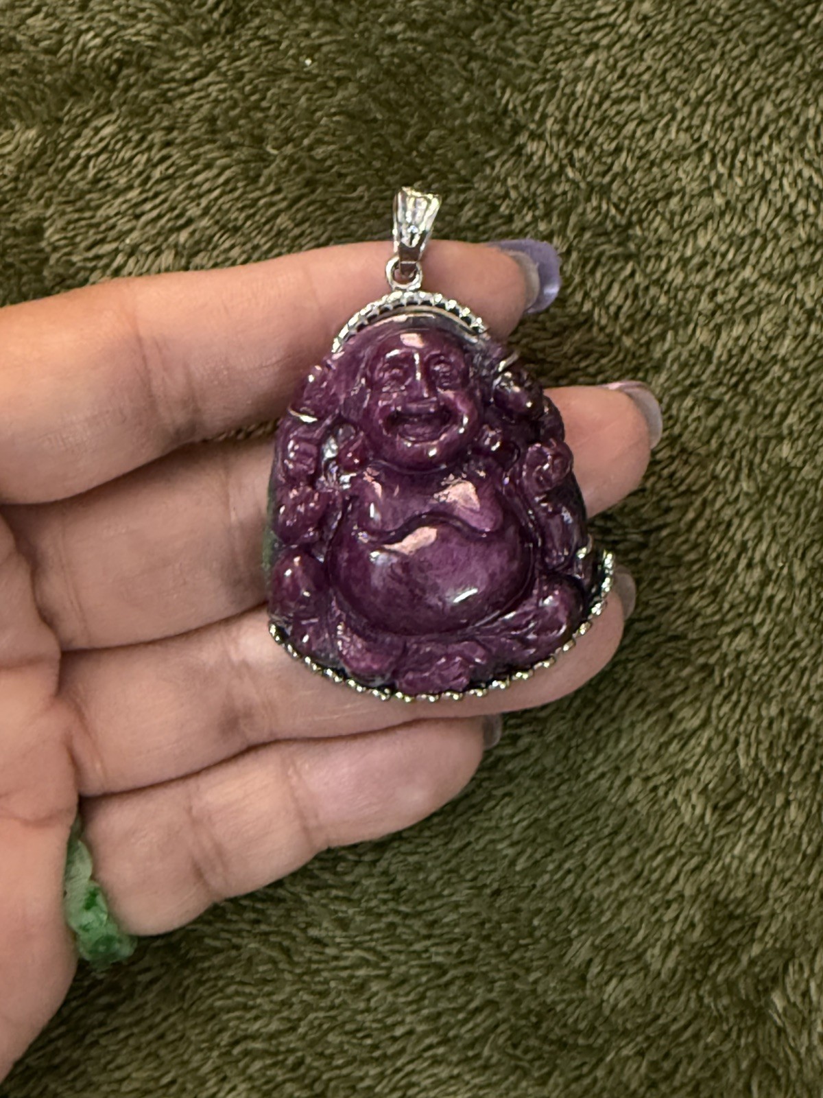 Maitreya Laughing Buddha pendant 100% Natural Ruby . Mặt Dây Chuyền Di Lạc