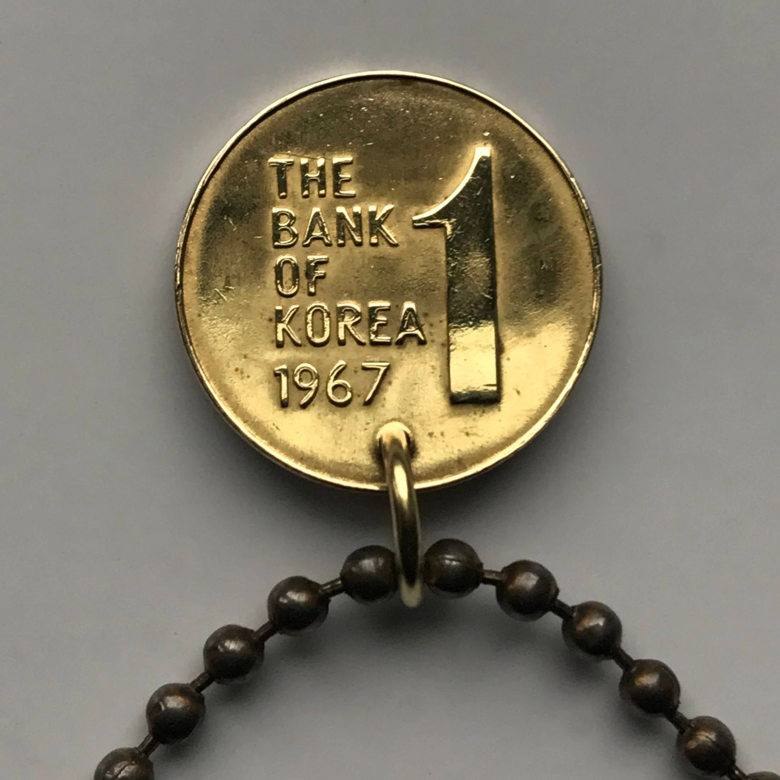 1967 South Korea 1 Won coin pendant Rose of Sharon Mugunghwa Seoul Busan n000055