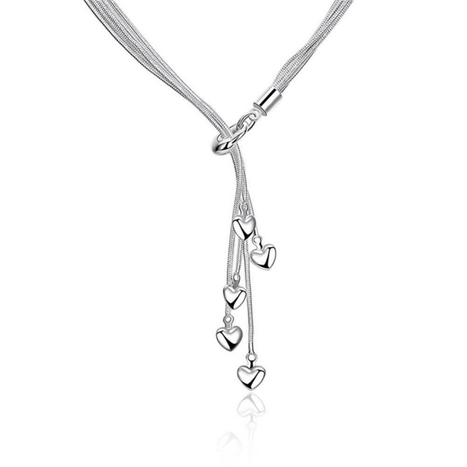 Multi Strand Necklace With Hearts Sterling Silver NEW LOWEST PRICE
