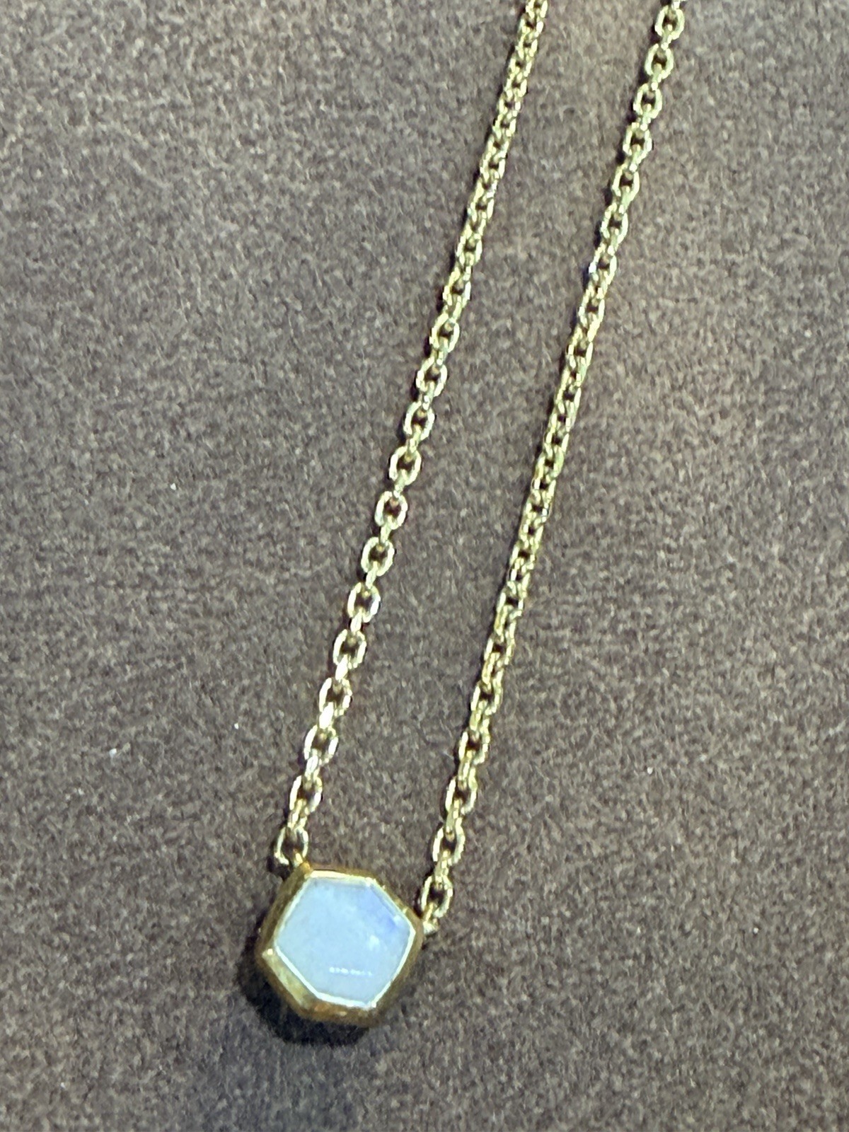 Kendra Scott Davie Pendant Necklace 18k Gold Vermeil White Kyocera Opal Hexagon