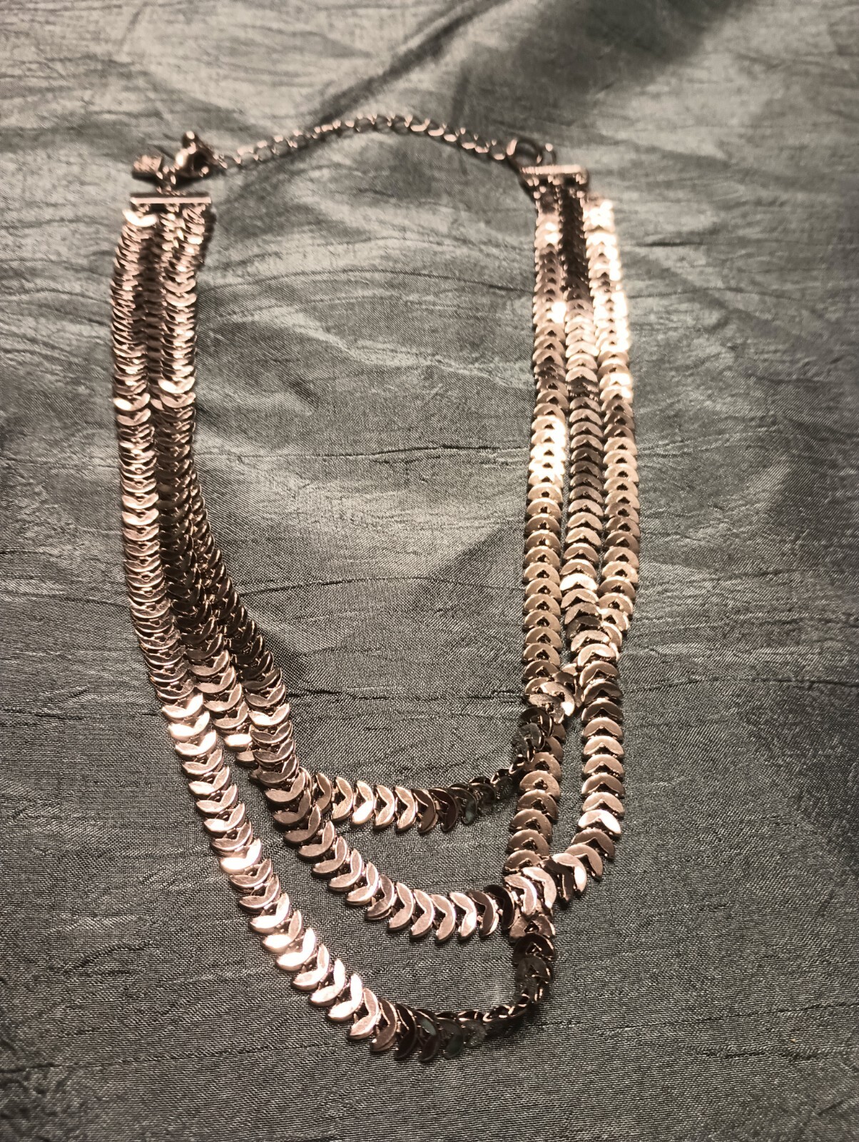 Lot Of 2 Silver four Strand And 3 Strand Necklace Costume Jewelry