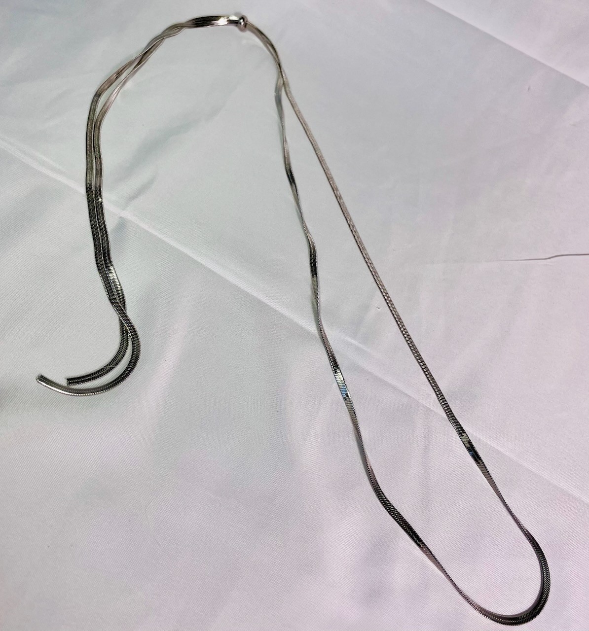 Silver Tone Multi Strand Snake Chain Necklace Layered Adjustable Fashion Jewelry