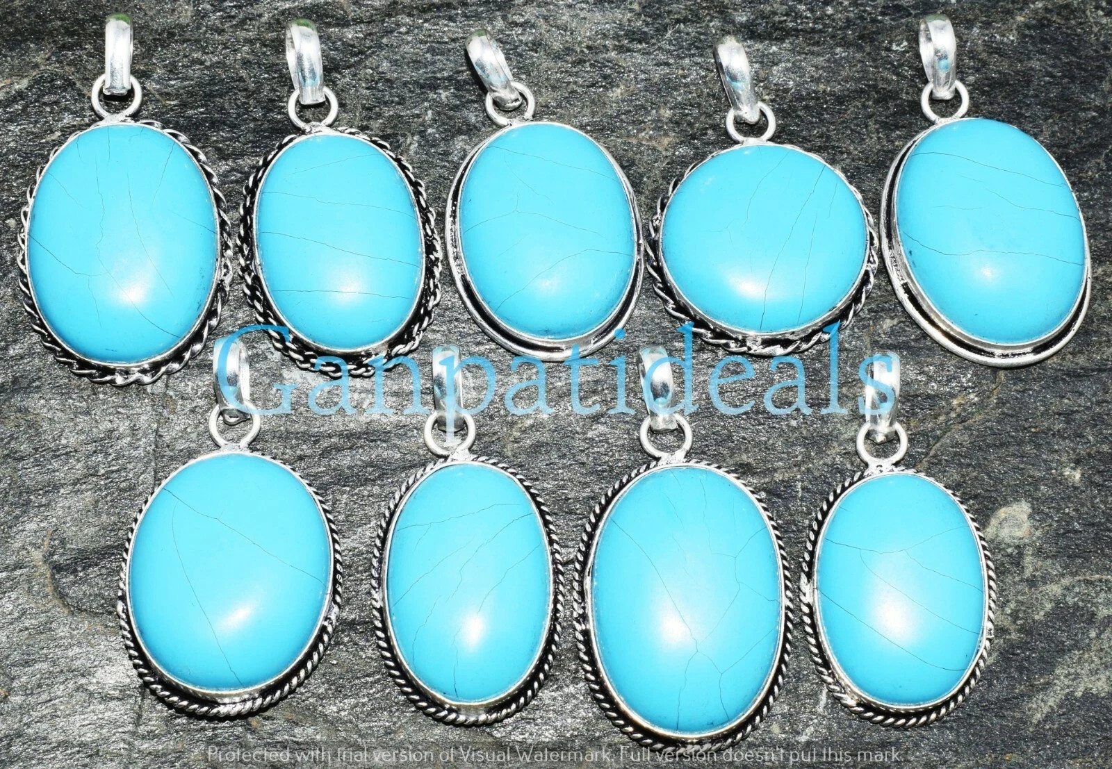 BULK !! Blue Turquoise Gemstone Pendant Wholesale Lot 925 Silver Plated Jewelry