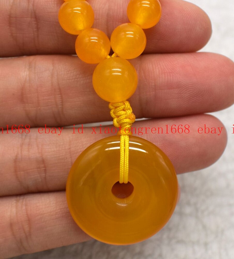 Natural 8mm Yellow Topaz & 30mm Circle Donut Gems Round Beads Necklace 16-24in