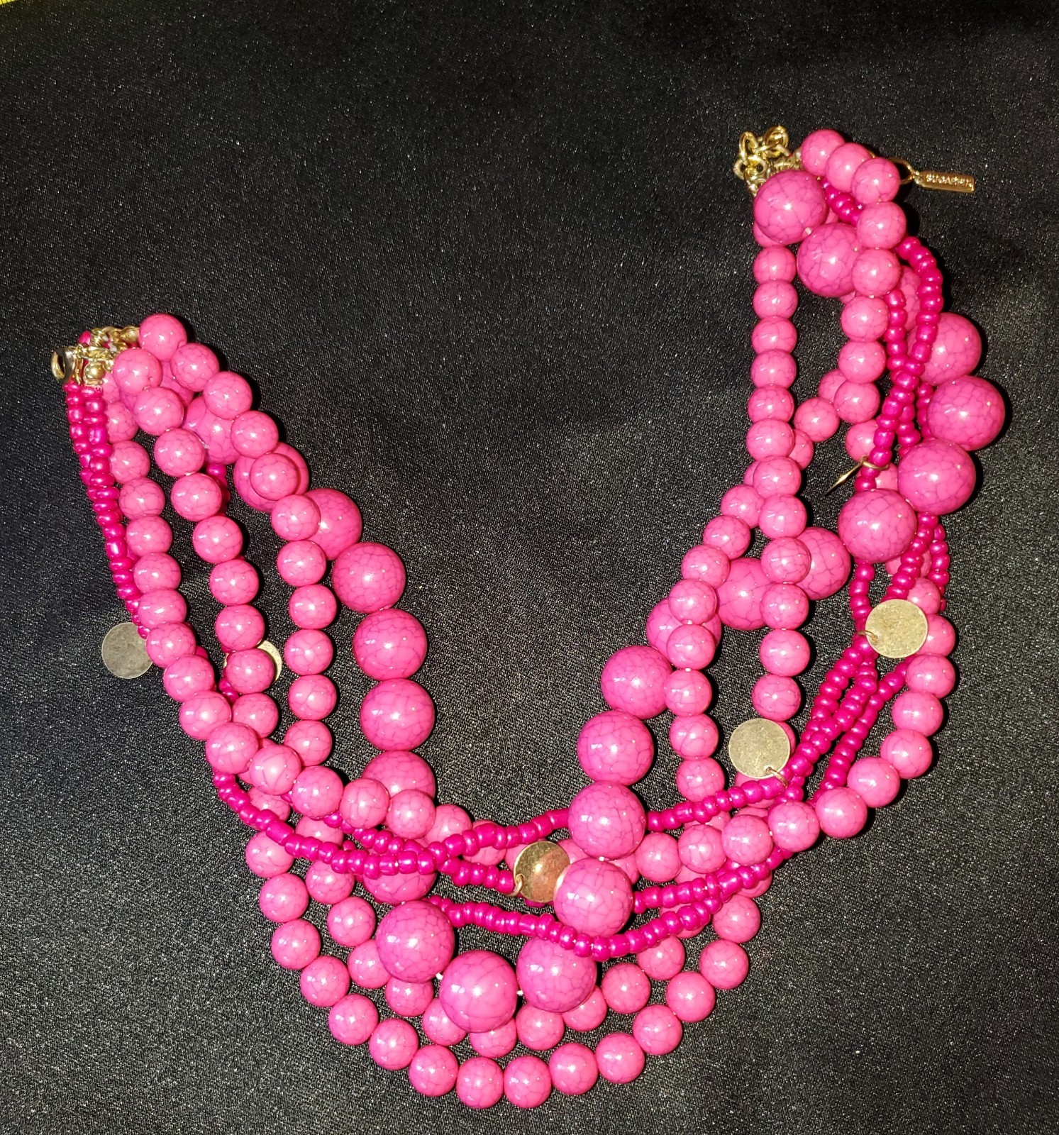 Sugarfix Coquette Magenta Hot Pink Beads Multiple Strands, Various Sizes
