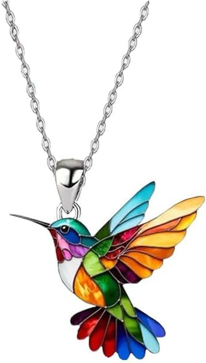 Colorful Hummingbird Necklace 2D Hummingbird Necklace Bird Necklace For Women