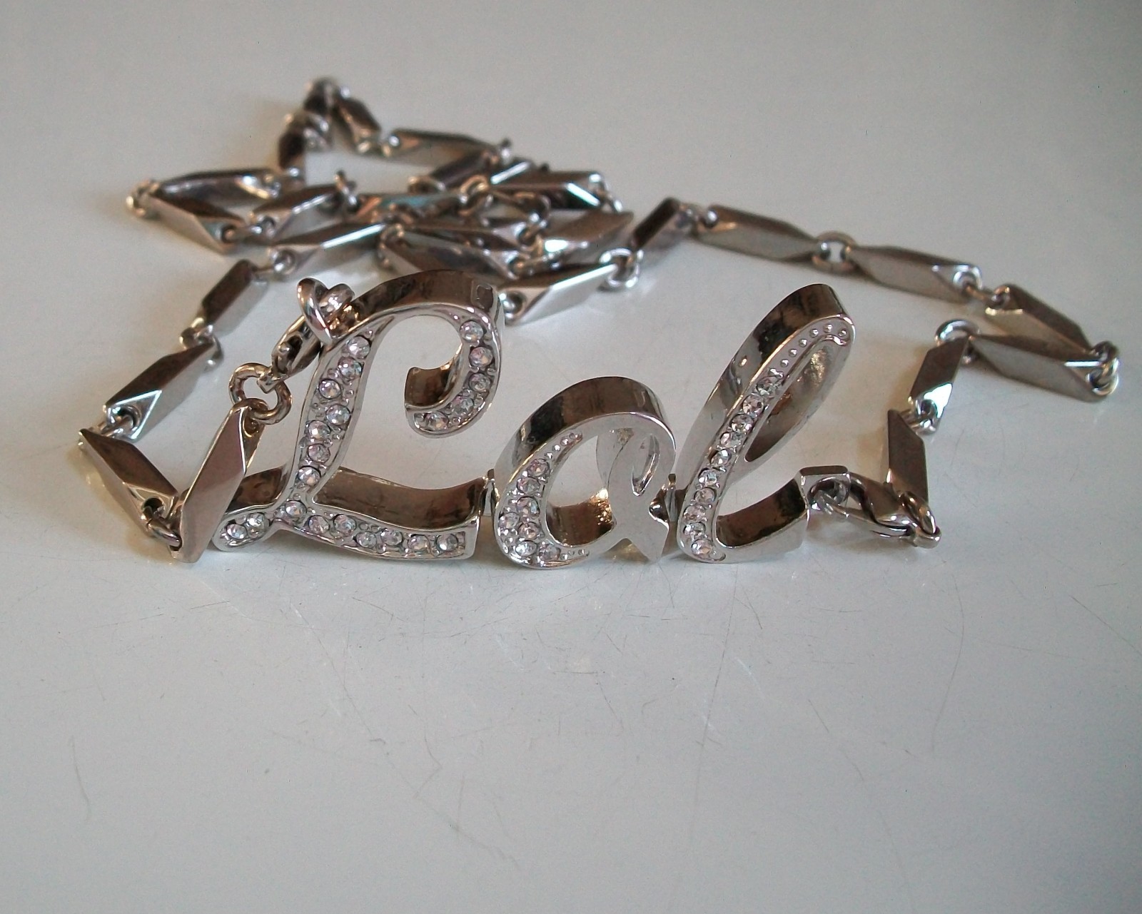 Men’s fashion silver finish LOL initial hip hop jewelry with chain