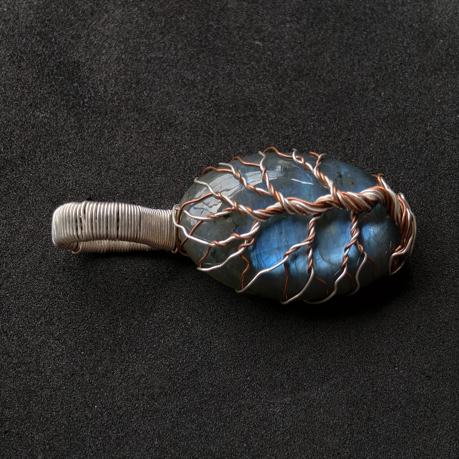 Tree of Life Labradorite Pendant Mixed Metal Copper & German Silver Wire Jewelry