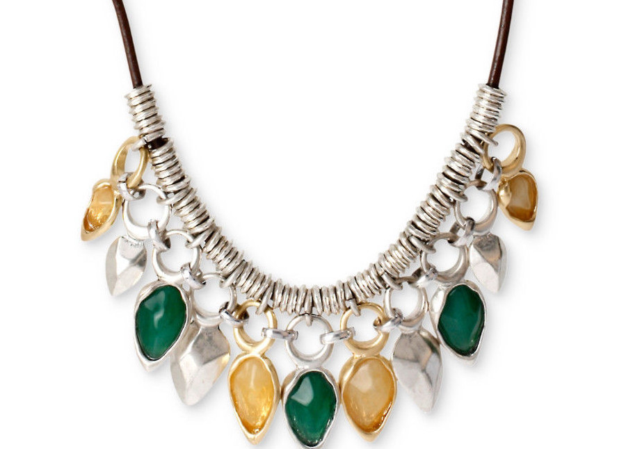 Robert Lee Morris Soho Yellow Green Bead Long Cord Necklace 32″ New $68