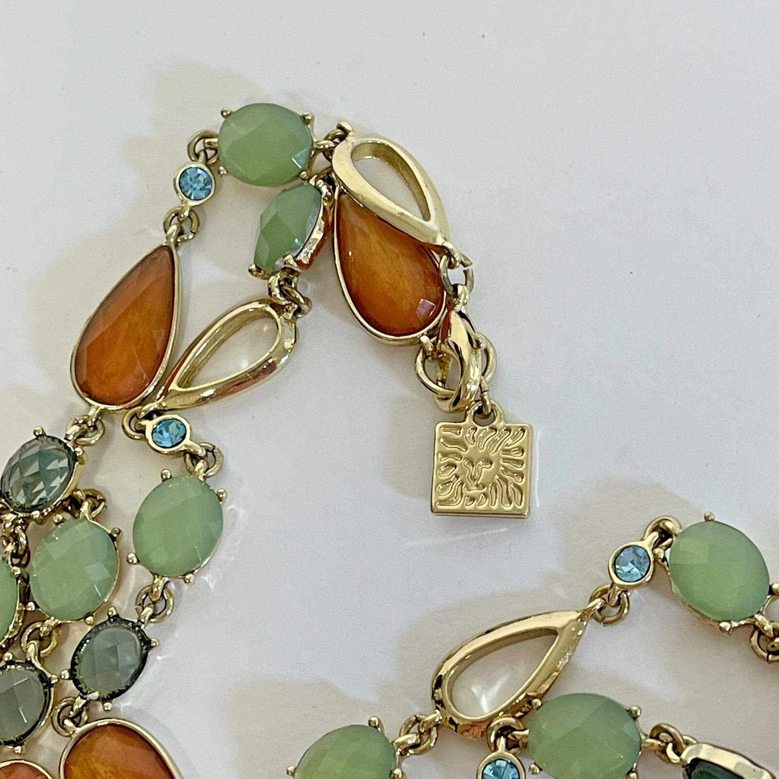 Anne Klein 42″ Long Necklace Gold Tone with Multiple Color Stones